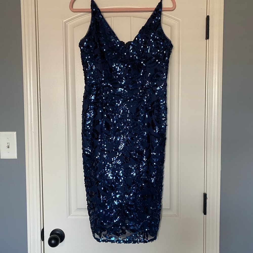 Eliza J blue sparkly dress